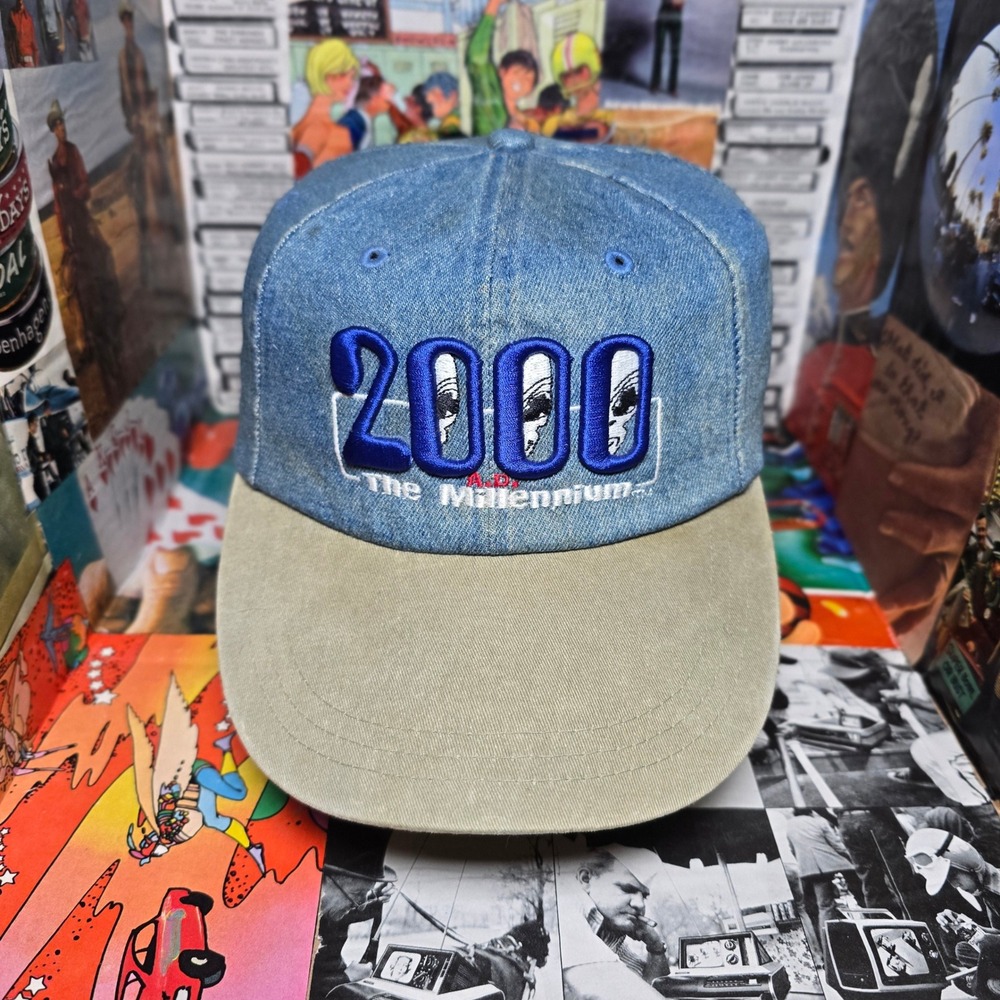 Aliens The Millenium 2000 A.D. Y2K Embroidered Promo Denim Buckle Strap Dad Hat